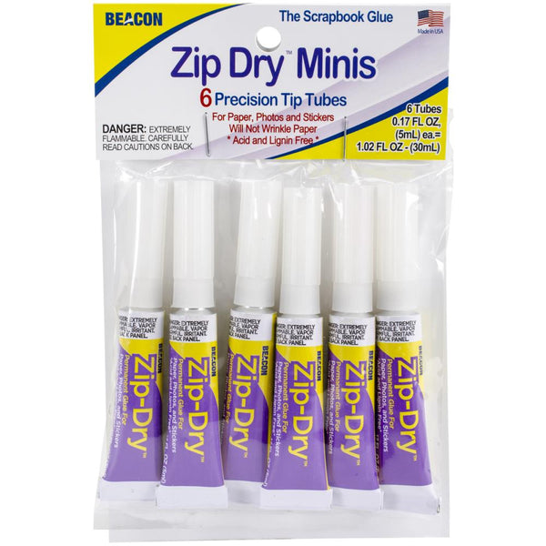 Mini Zip Dry Permanent Adhesive 5mL Tubes | 6pk or singles