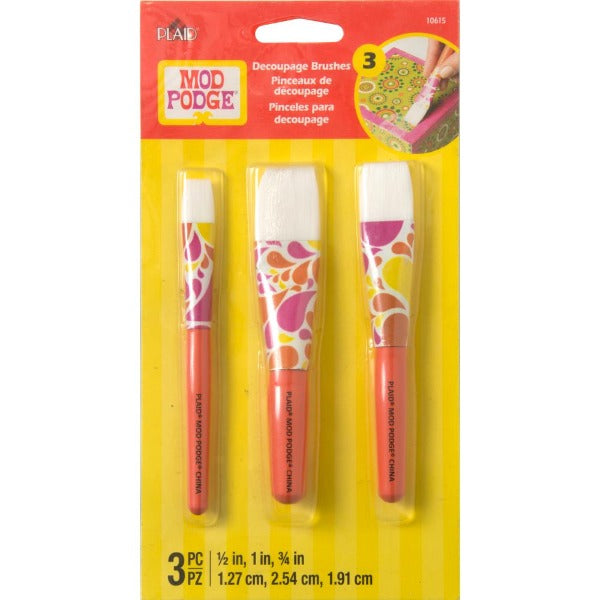 Mod Podge Short Handle 3 Brush Set
