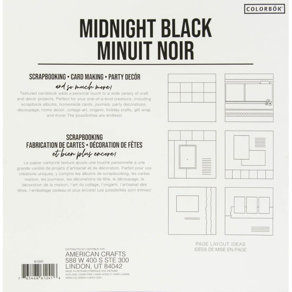 Midnight Black 12x12 Textured Cardstock