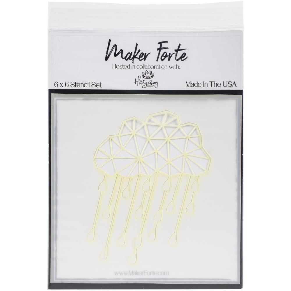 Geometric Rain Cloud 6x6 Stencil | Hedgehog Hollow