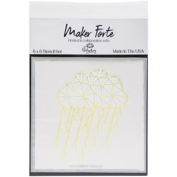 Geometric Rain Cloud 6x6 Stencil | Hedgehog Hollow