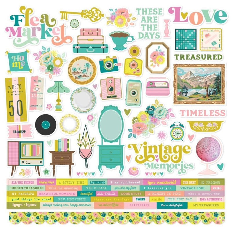 Flea Market Cardstock Stickers 12x12 {clearance}
