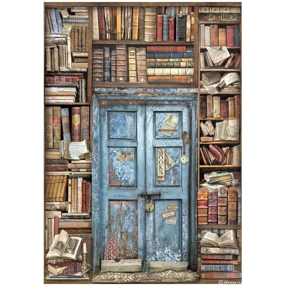 Vintage Library Door A4 Decoupage Rice Paper | Vintage Library