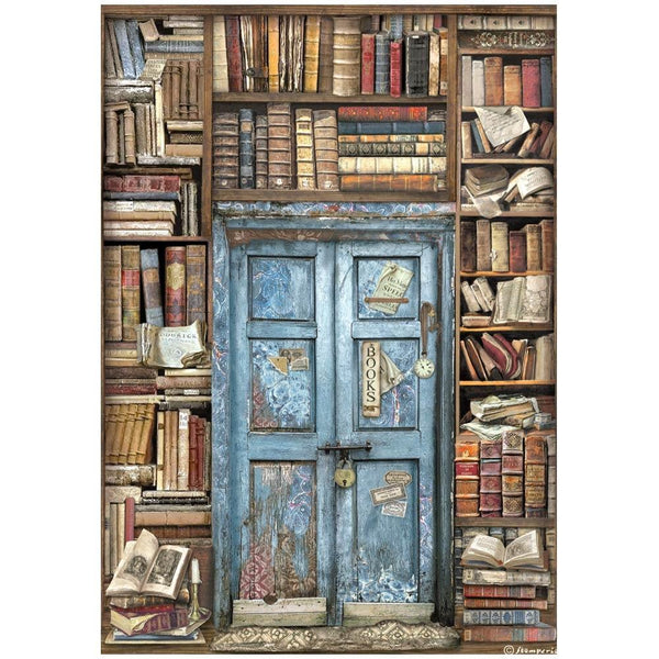 Vintage Library Door A4 Decoupage Rice Paper | Vintage Library
