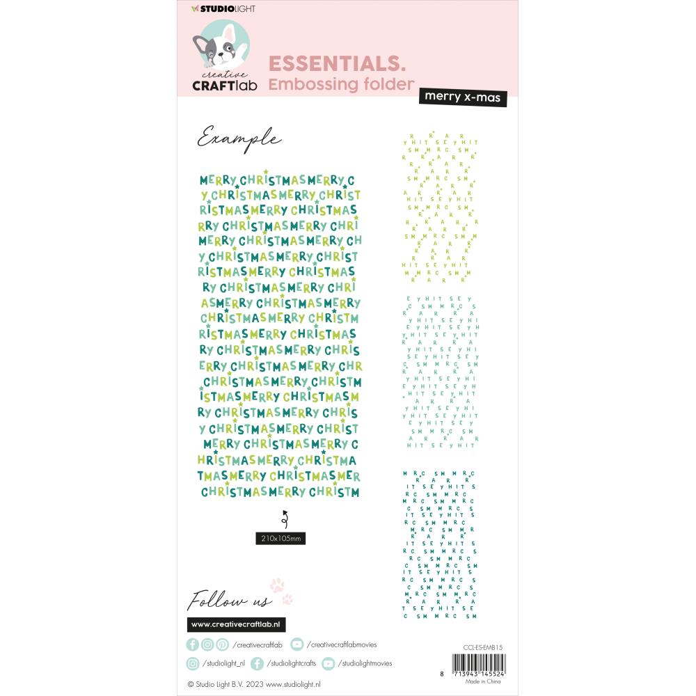 Merry Christmas Slimline Embossing Folder | Craftlab