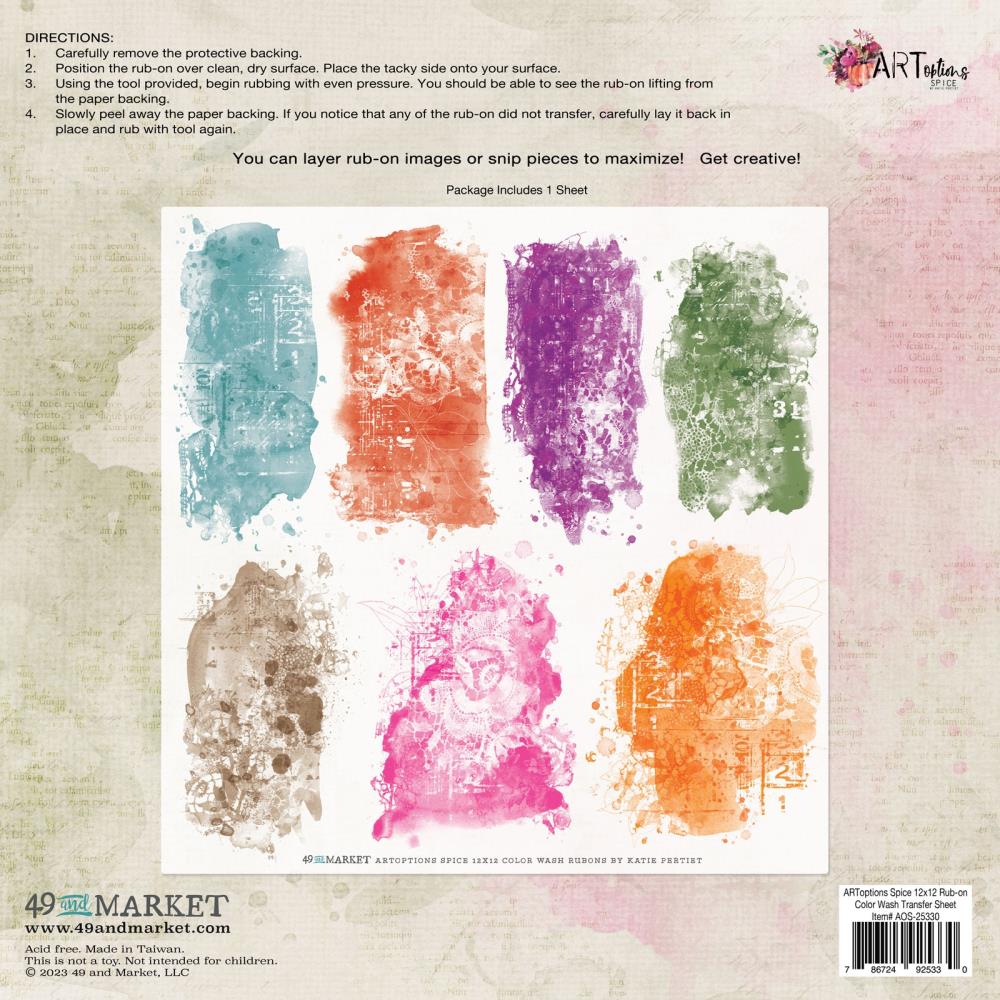 ArtOptions Spice 12x12 Color Wash Rub-On Sheet {clearance}