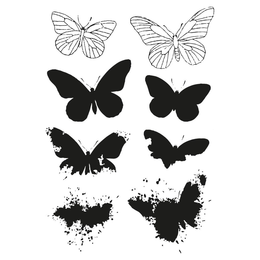 Painted Pencil Butterflies Stamp + Die Set | 49 & Market {clearance}