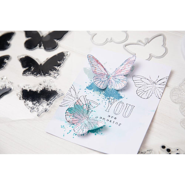 Painted Pencil Butterflies Stamp + Die Set | 49 & Market {clearance}