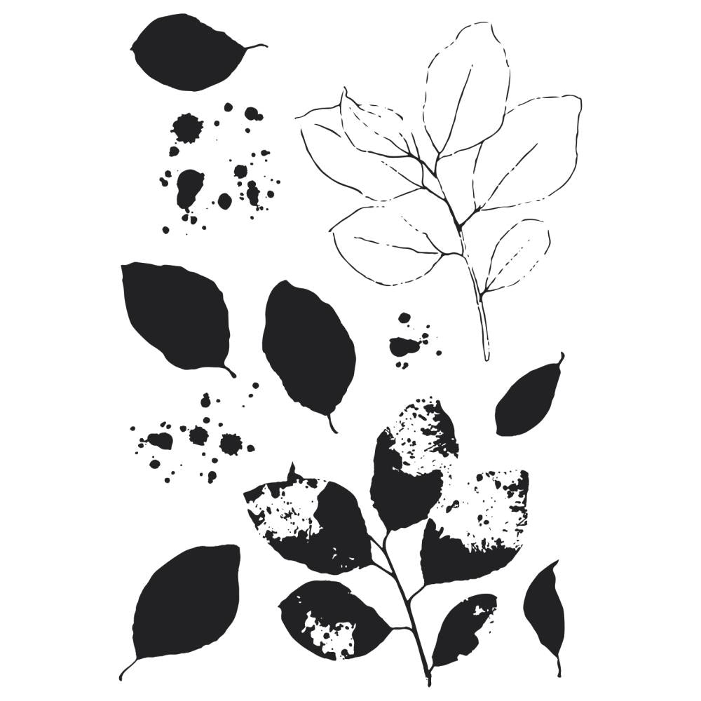Painted Pencil Leaves Stamp + Die Set | 49 & Market {clearance}
