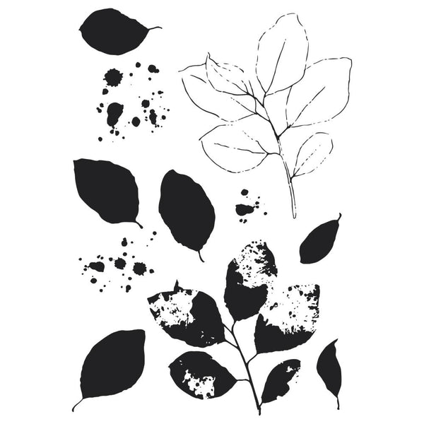 Painted Pencil Leaves Stamp + Die Set | 49 & Market {clearance}