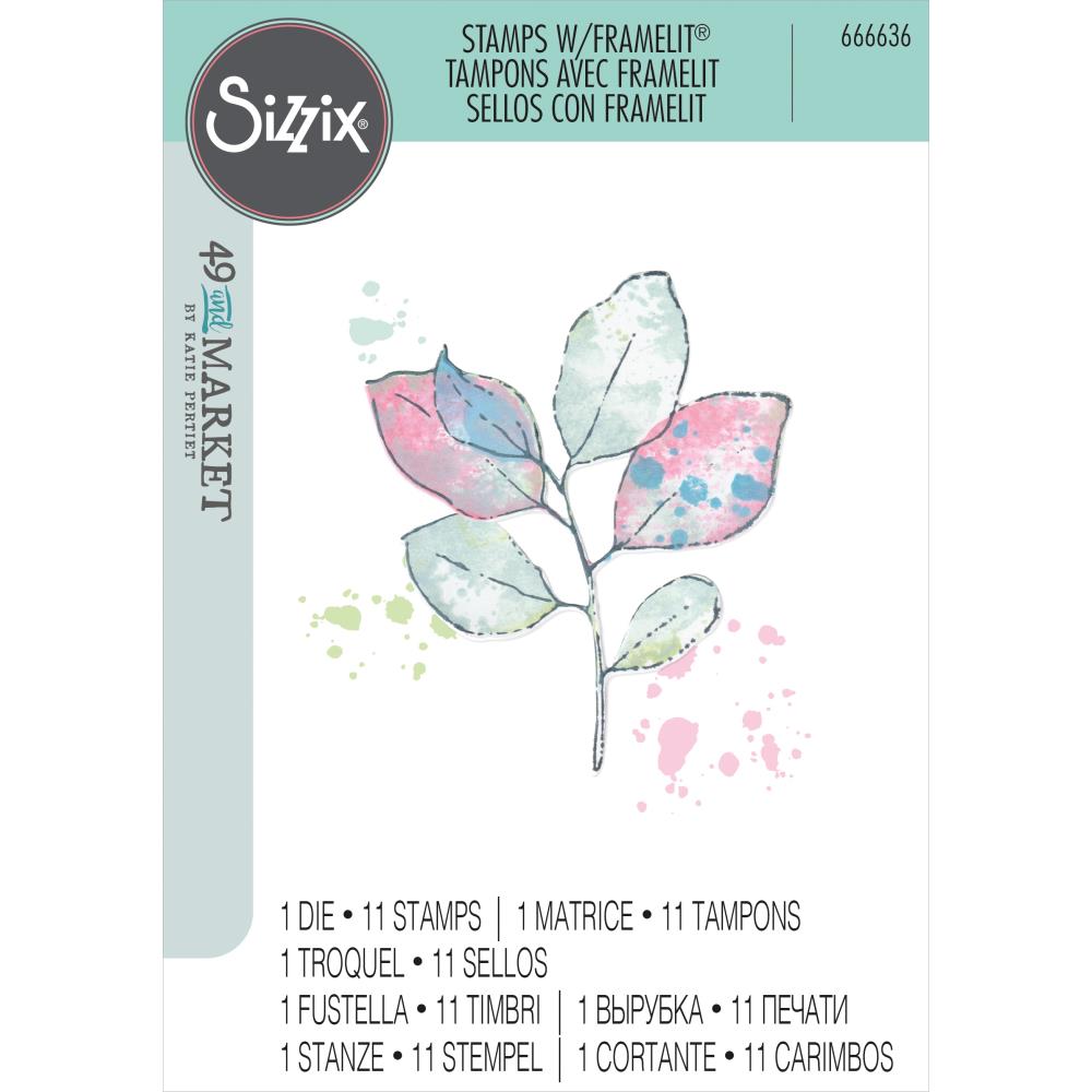 Painted Pencil Leaves Stamp + Die Set | 49 & Market {clearance}
