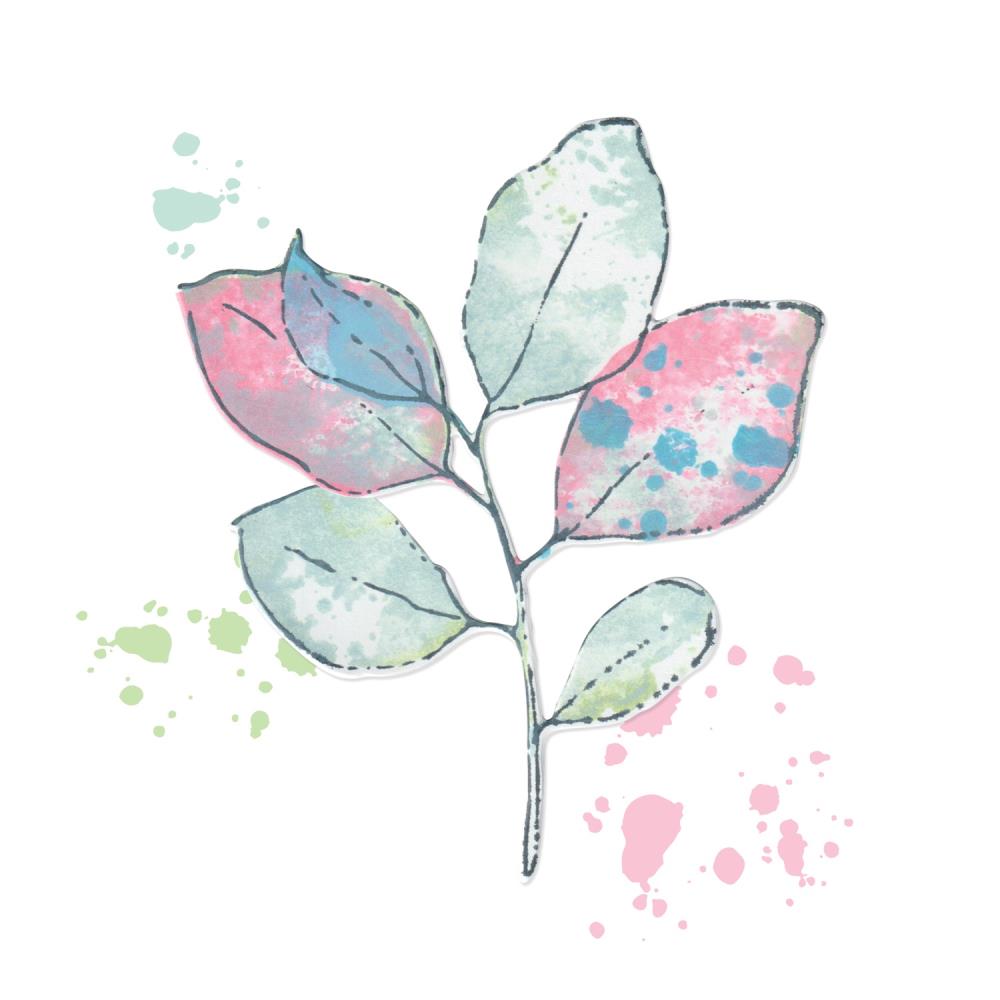 Painted Pencil Leaves Stamp + Die Set | 49 & Market {clearance}