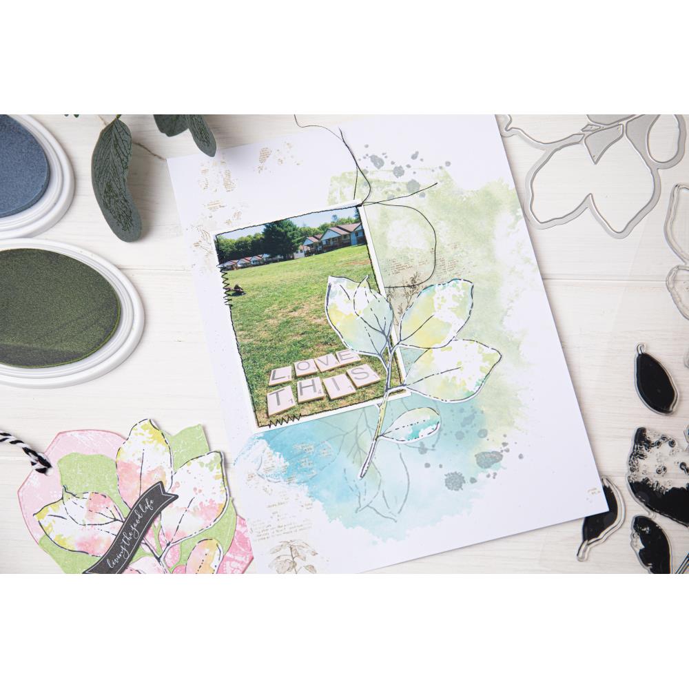 Painted Pencil Leaves Stamp + Die Set | 49 & Market {clearance}
