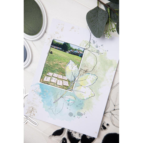 Painted Pencil Leaves Stamp + Die Set | 49 & Market {clearance}