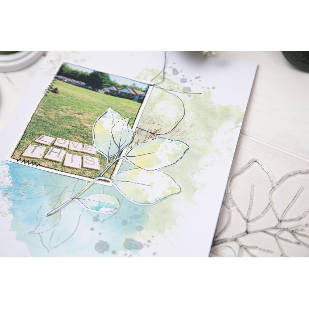 Painted Pencil Leaves Stamp + Die Set | 49 & Market {clearance}