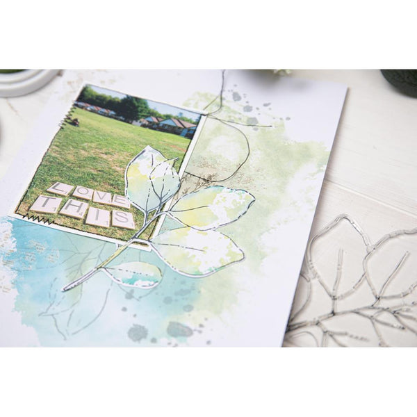 Painted Pencil Leaves Stamp + Die Set | 49 & Market {clearance}