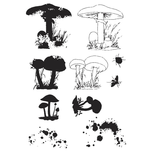Painted Pencil Mushrooms Stamp + Die Set | 49 & Market {clearance}