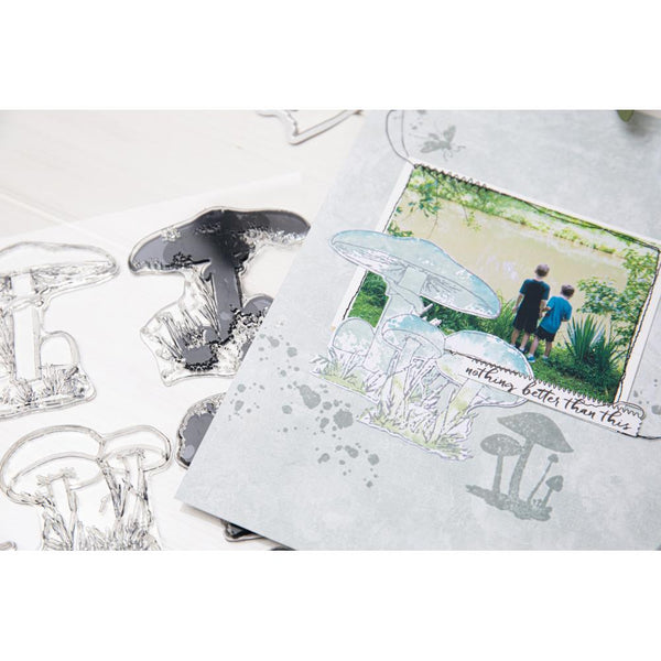 Painted Pencil Mushrooms Stamp + Die Set | 49 & Market {clearance}