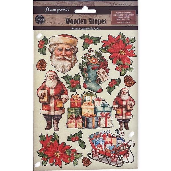 Classic Christmas Colored Wooden Shapes