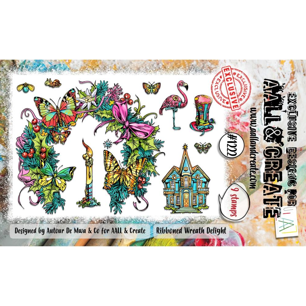 Ribboned Wreath Delight A6 Clear Stamp Set No. 1222 | Christmas