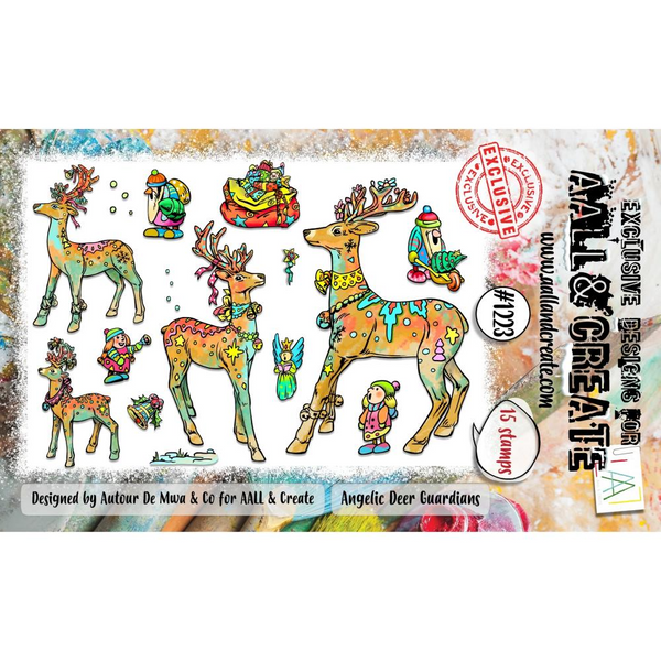 Angelic Deer Guardians A6 Clear Stamp Set No. 1223 | Christmas