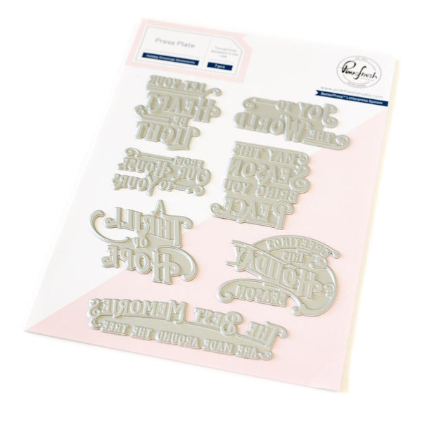 Holiday Greetings Stamp + Die + Press Plate Set {15% off Bundle Deal}