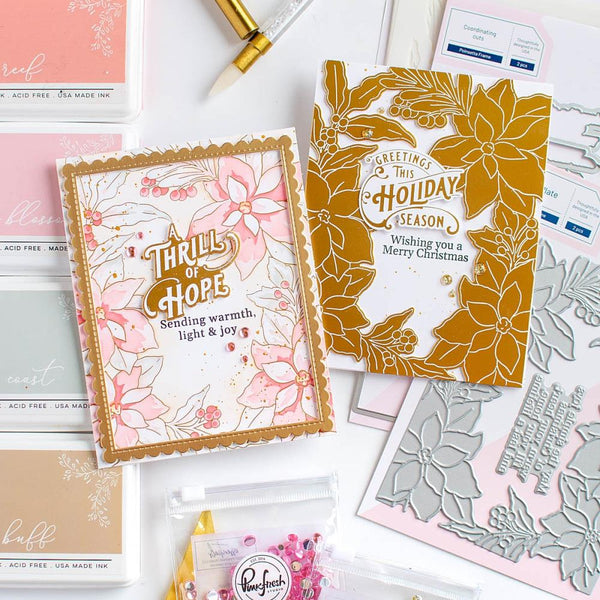 Holiday Greetings Stamp + Die + Press Plate Set {15% off Bundle Deal}