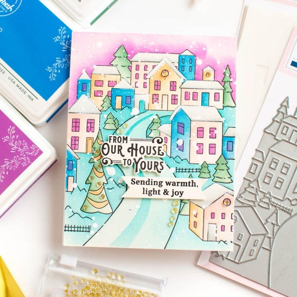 Holiday Greetings Stamp + Die + Press Plate Set {15% off Bundle Deal}