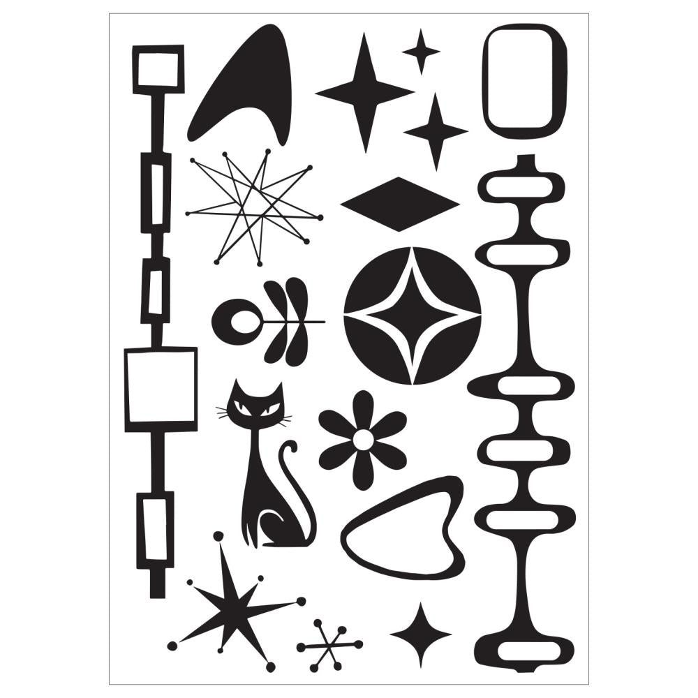 Retro A6 Stamp + A5 Stencil Set | Vic Hollins