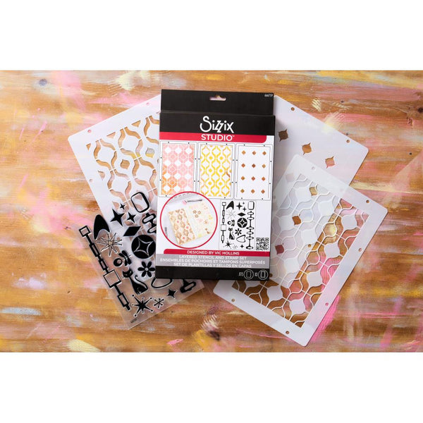 Retro A6 Stamp + A5 Stencil Set | Vic Hollins