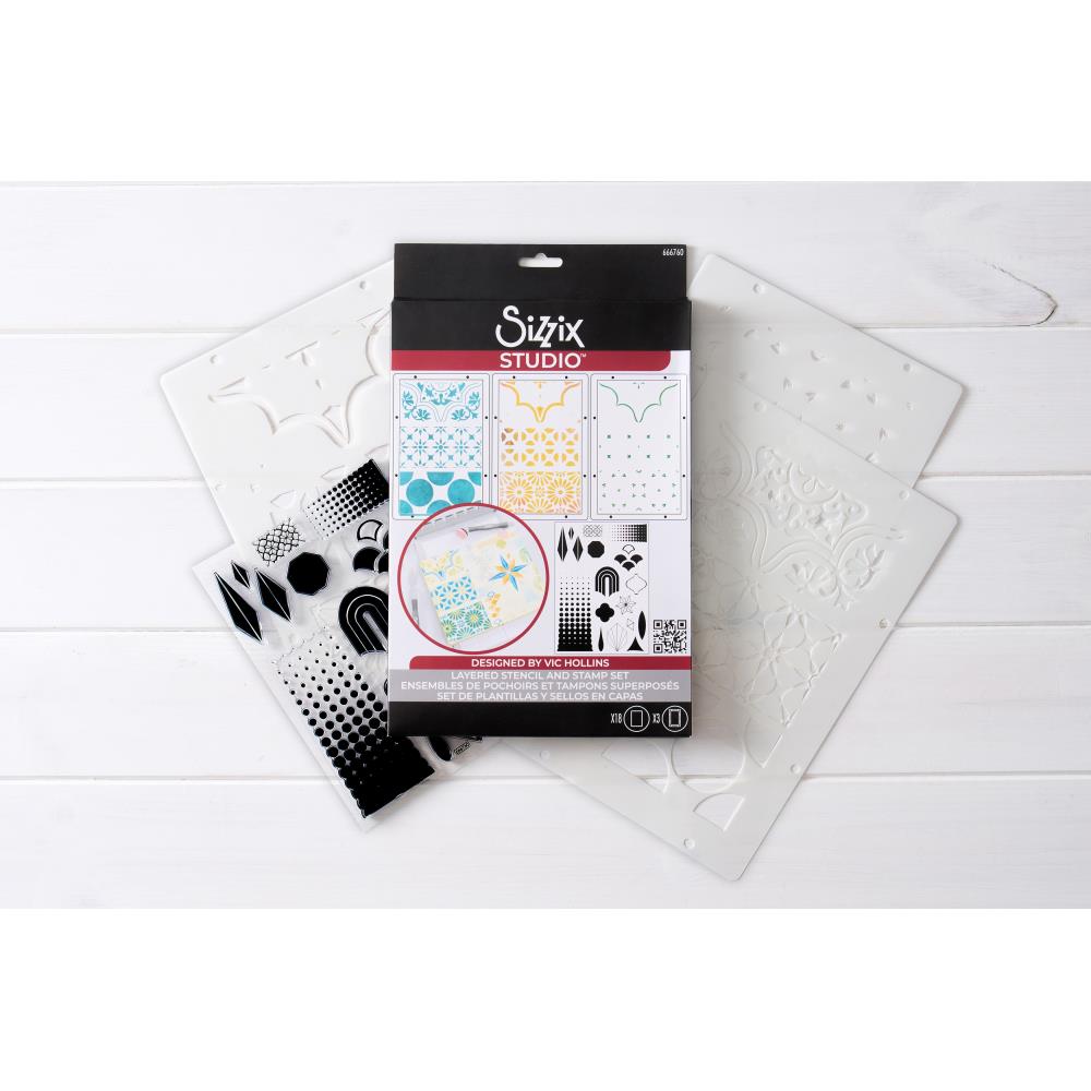 Geometric A6 Stamp + A5 Stencil Set | Vic Hollins