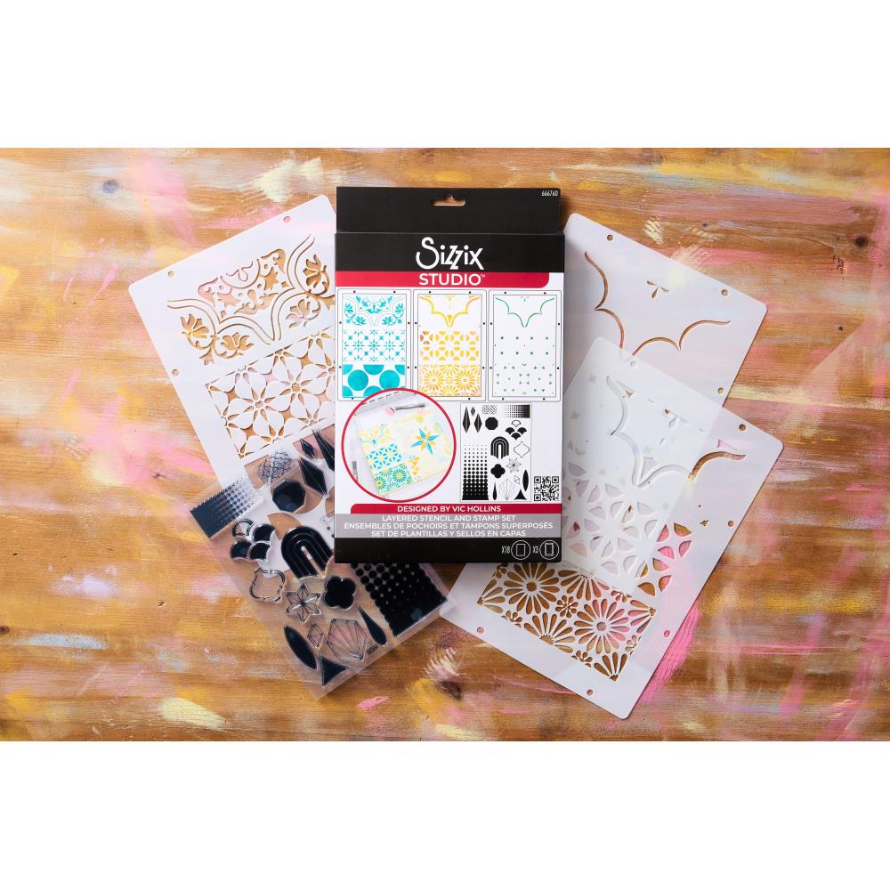 Geometric A6 Stamp + A5 Stencil Set | Vic Hollins