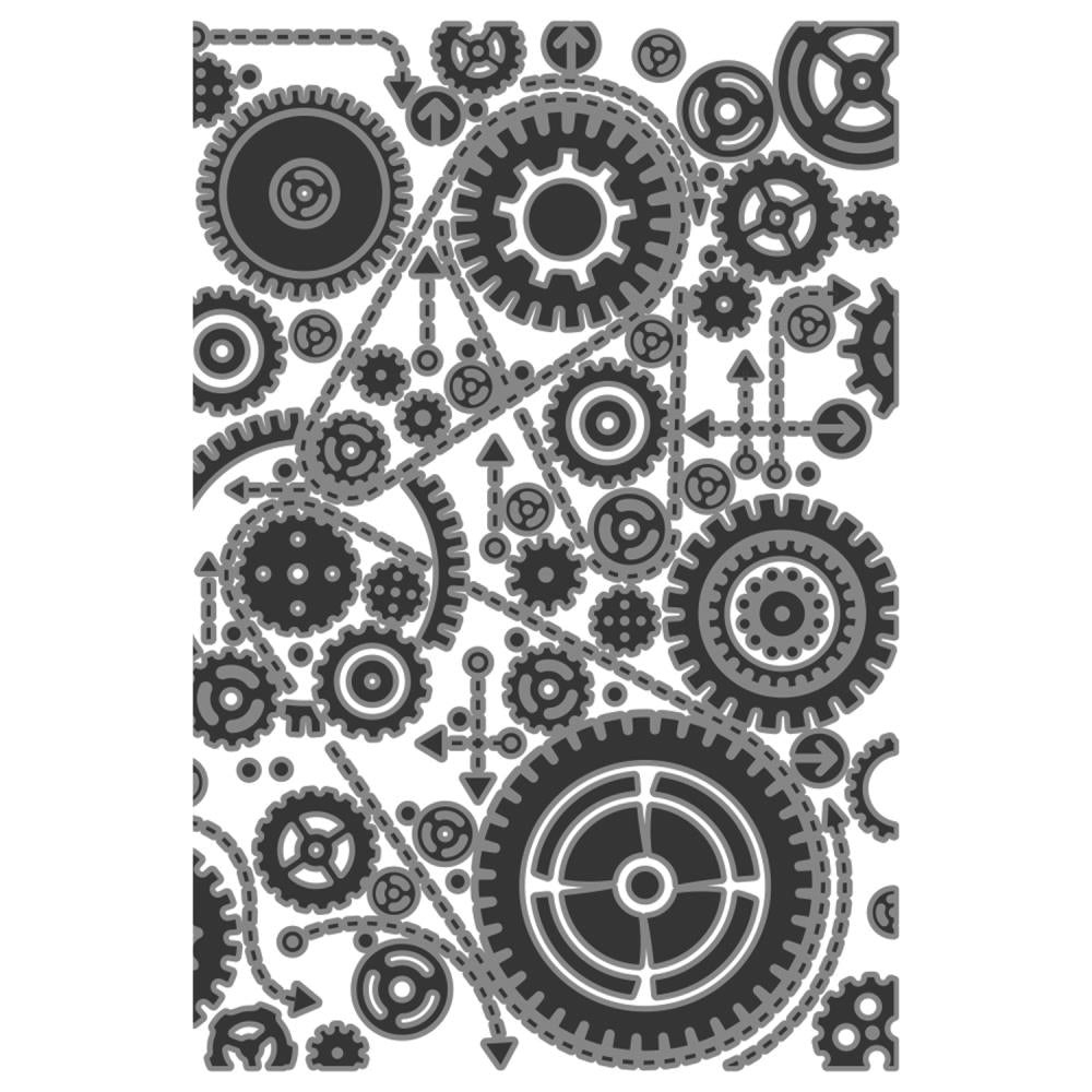 Gears Texture Fades Embossing Folder | Tim Holtz 2025 Vault Release