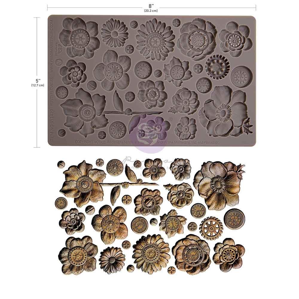 Rusty Flowers 5x8 Silicone Decor Mould | Finnabair