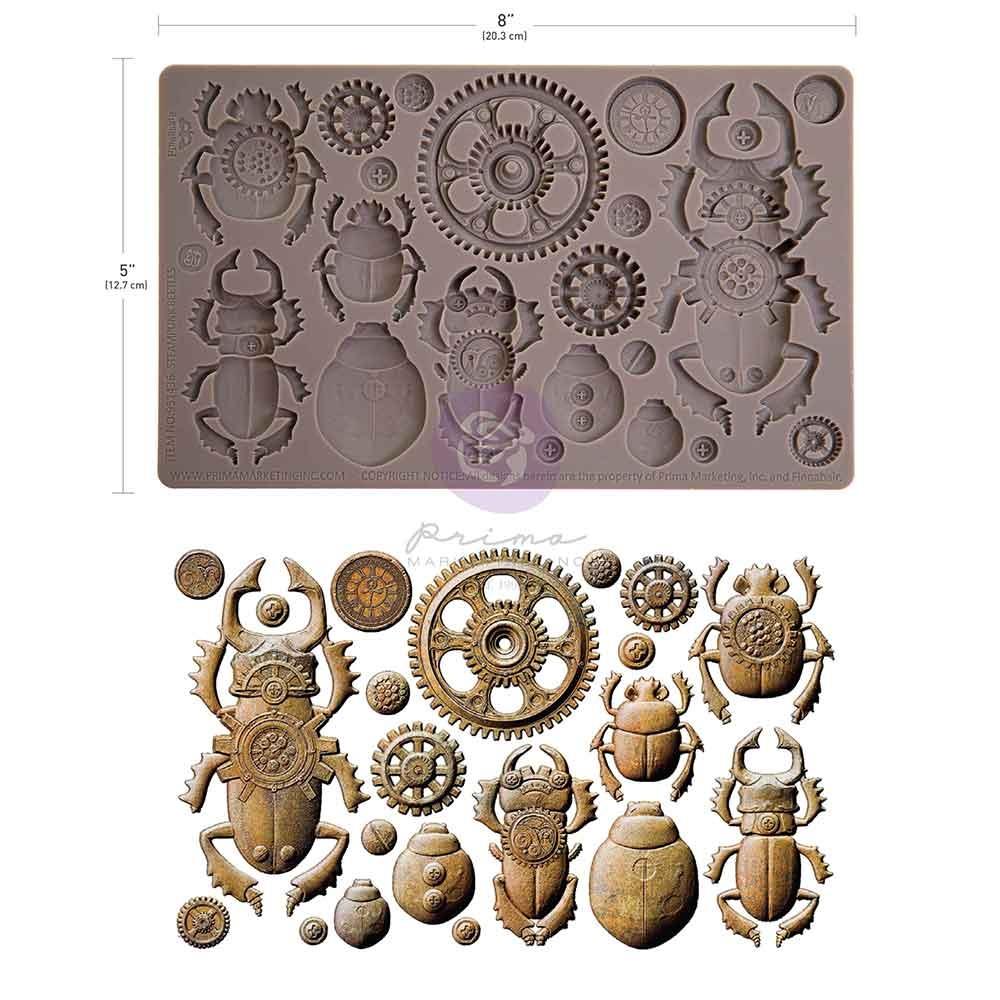 Steampunk Beetles 5x8 Silicone Decor Mould | Finnabair