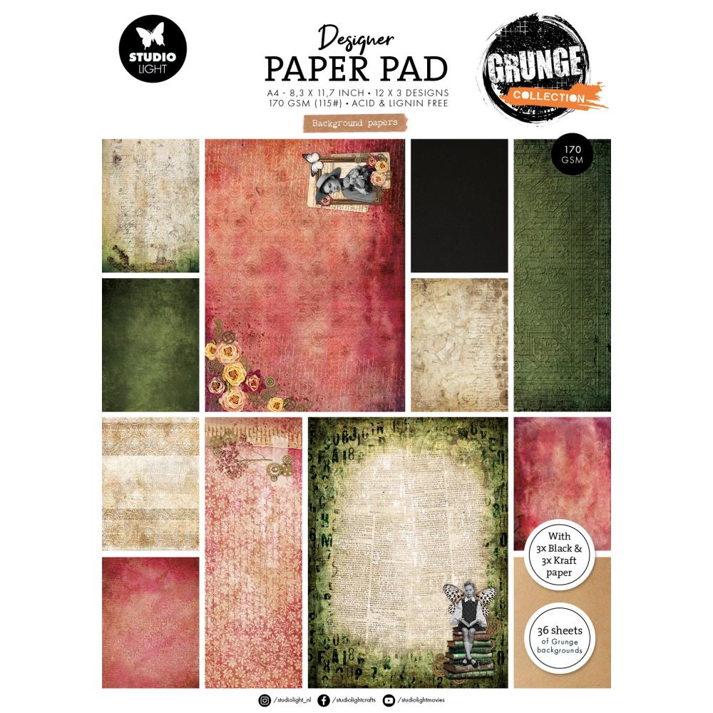 Background Papers Designer Paper Pad | Grunge Collection