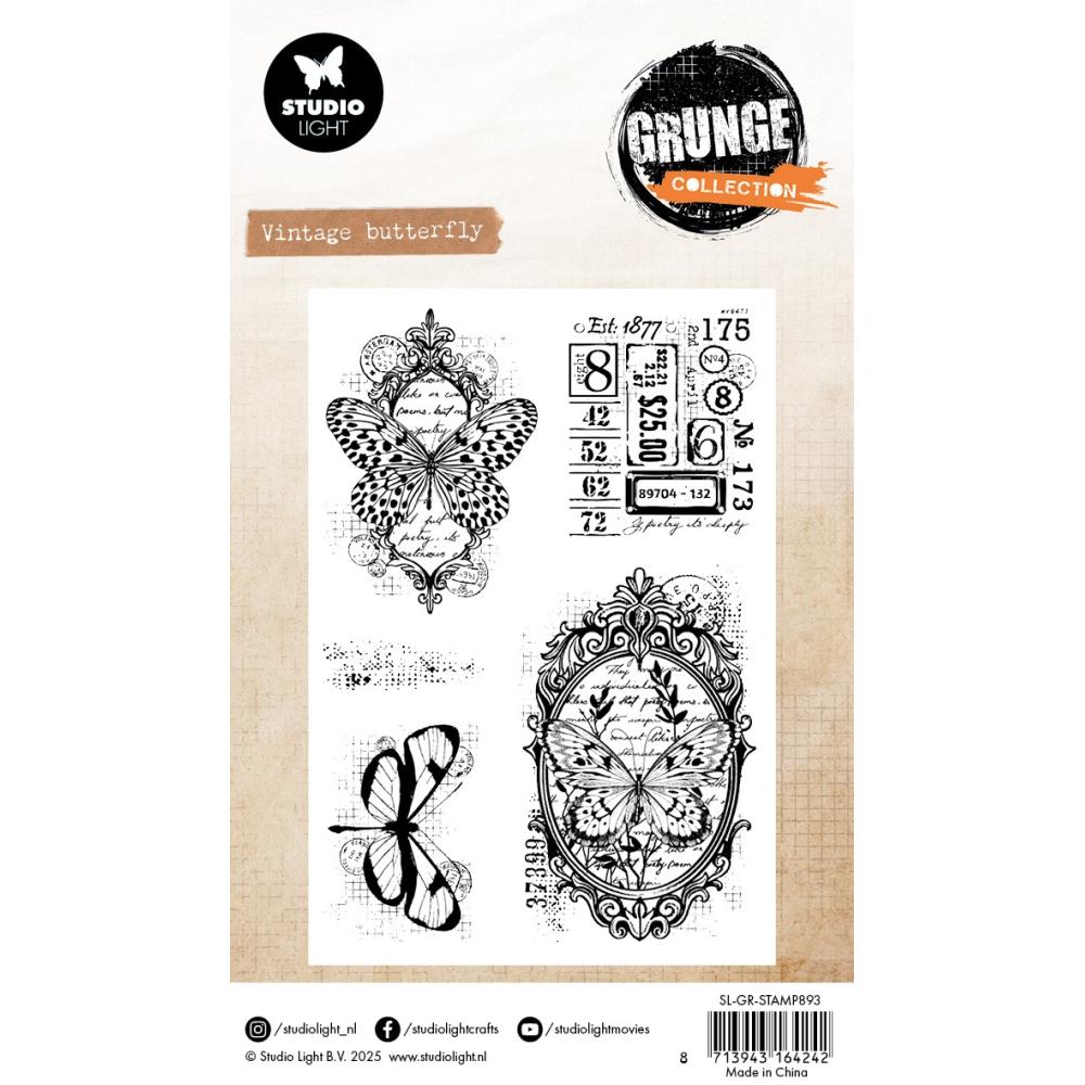 Vintage Butterfly Clear Stamp Set | Grunge Collection