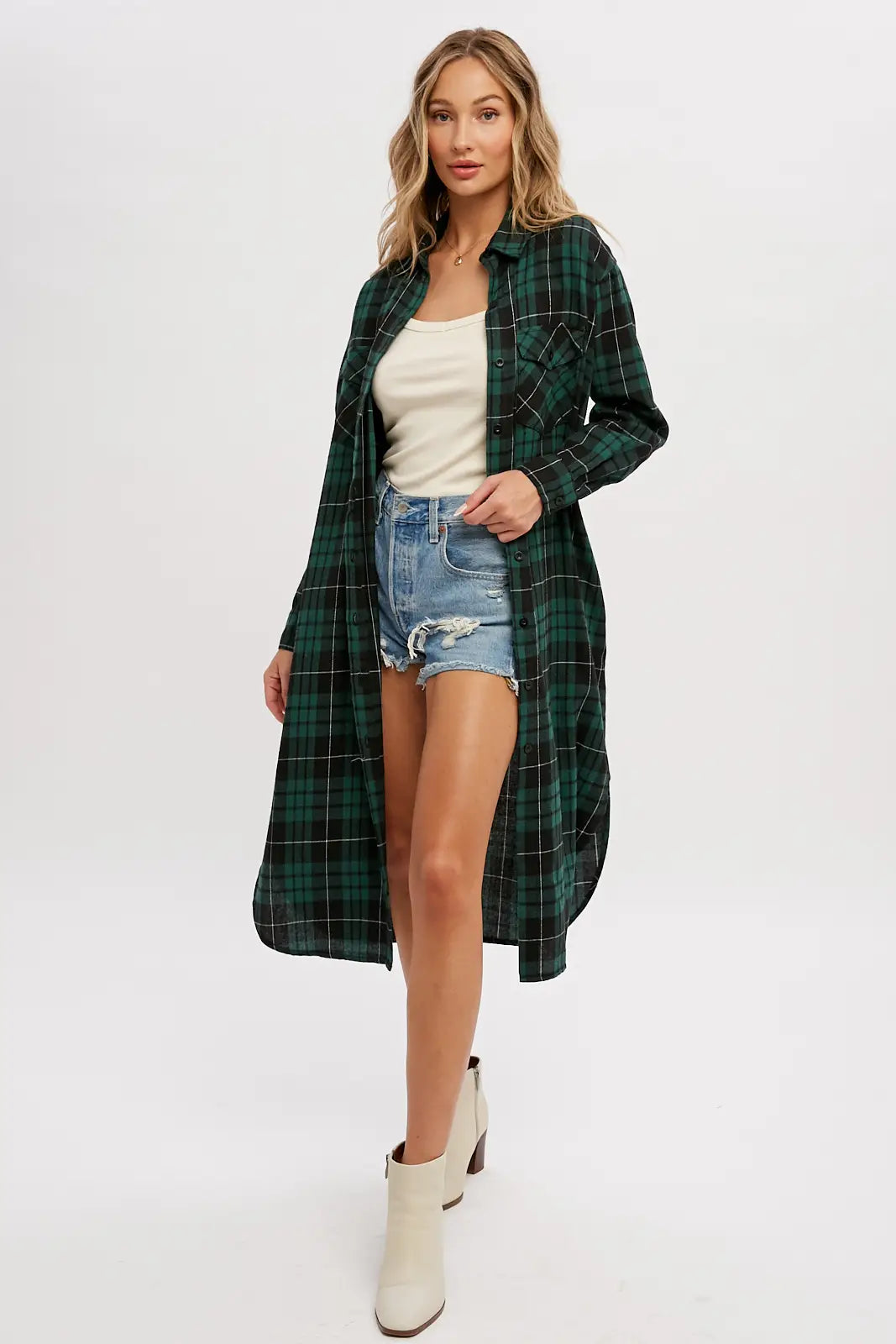 Flannel Plaid Longline Duster/Shacket