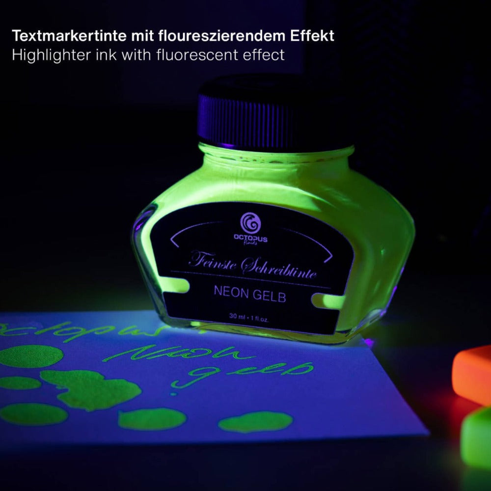Neon Highlighter Yellow Pigmented Fountain Pen Ink