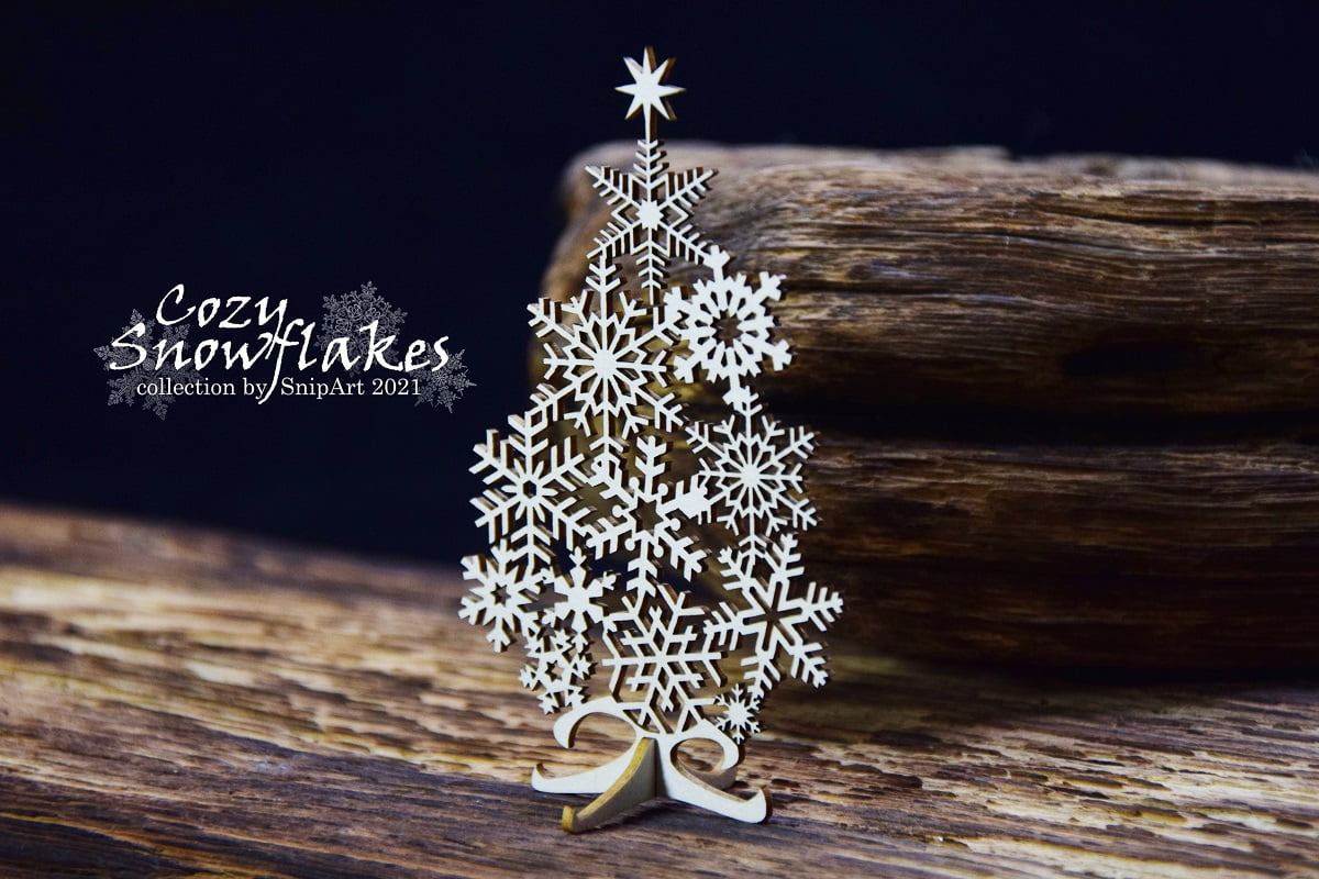 Sapin de Noël en aggloméré 3D avec flocons de neige confortables