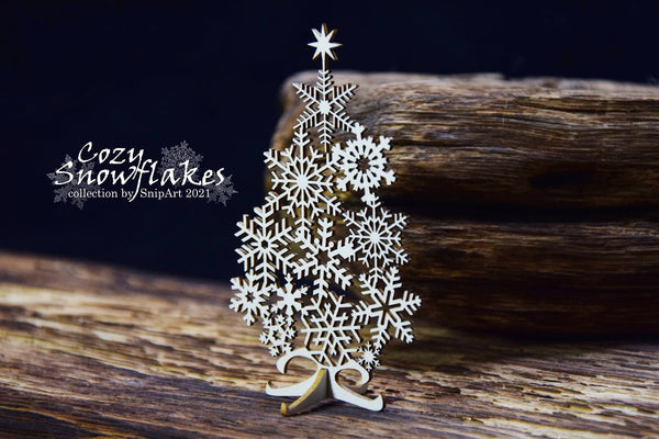 Sapin de Noël en aggloméré 3D avec flocons de neige confortables
