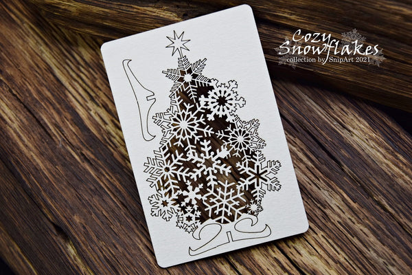 Sapin de Noël en aggloméré 3D avec flocons de neige confortables