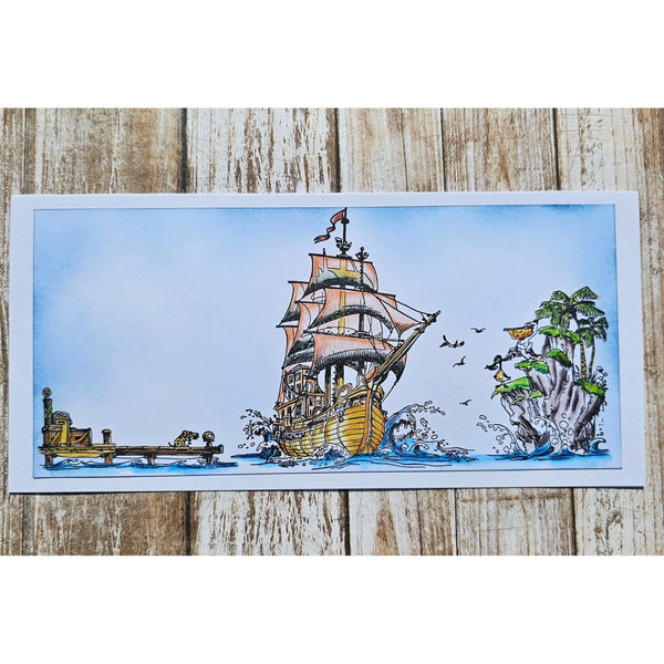 Pelican Galleon A6 Clear Stamp Set No. 1186 {clearance}