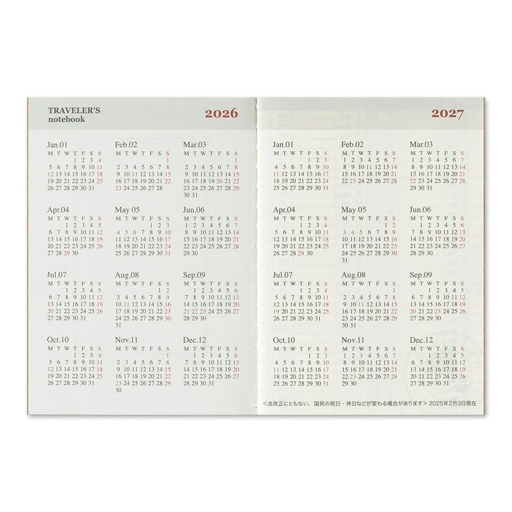 2026 Limited Edition Dated Weekly Calendar | Passport Size