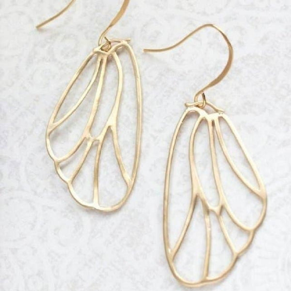 Matte Gold Skeleton Wing Earrings