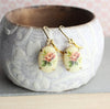 Vintage Style Red Rose Cameo Drop Earrings