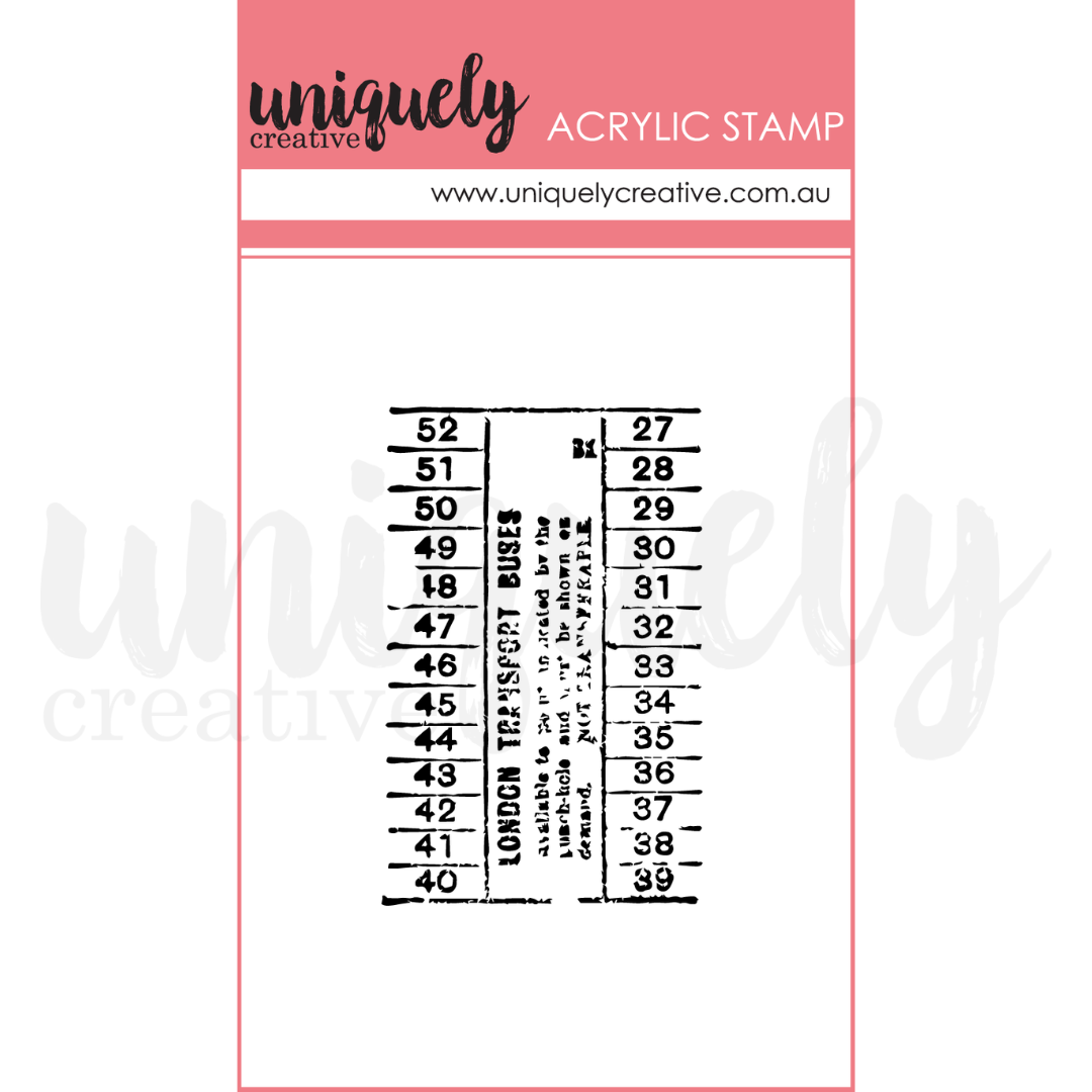 Vintage Bus Ticket Mark Making Mini Clear Stamp