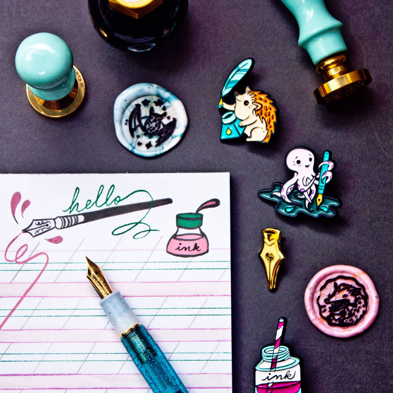Fountain Pen Ink Bottle Enamel Pins