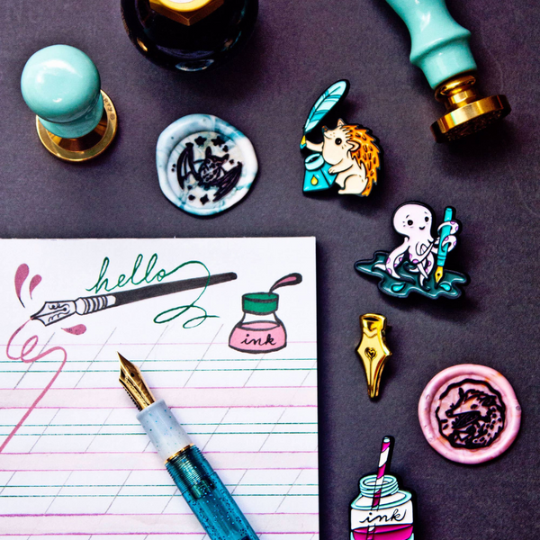 Fountain Pen Ink Bottle Enamel Pins