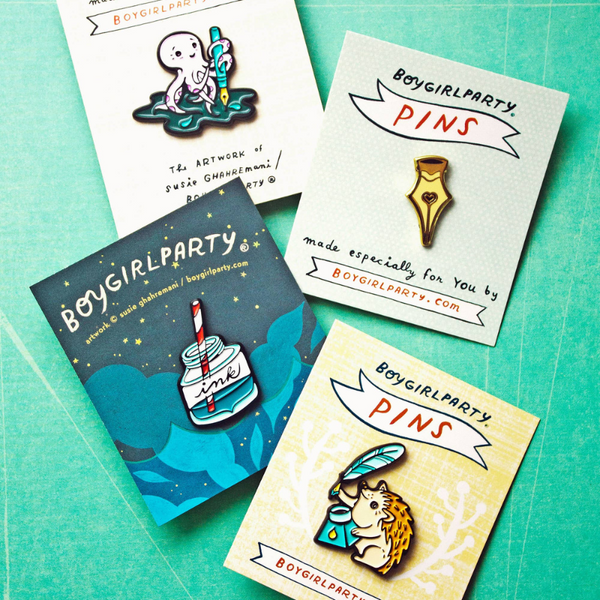 Fountain Pen Ink Bottle Enamel Pins